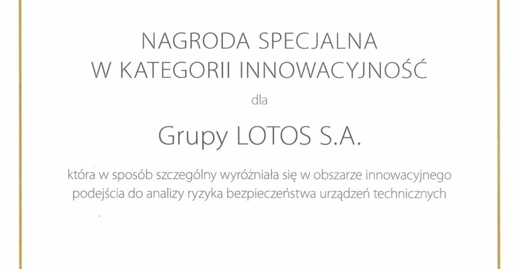 LOTOS innowatorem bezpieczeństwa technicznego LOTOS innowatorem bezpieczeństwa technicznego